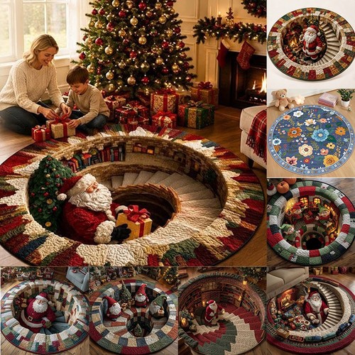 Christmas round rug santa - rug,
