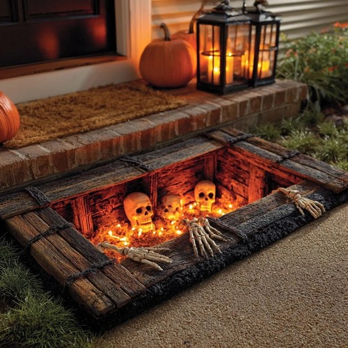 Skeleton pit halloween rug - 3d,