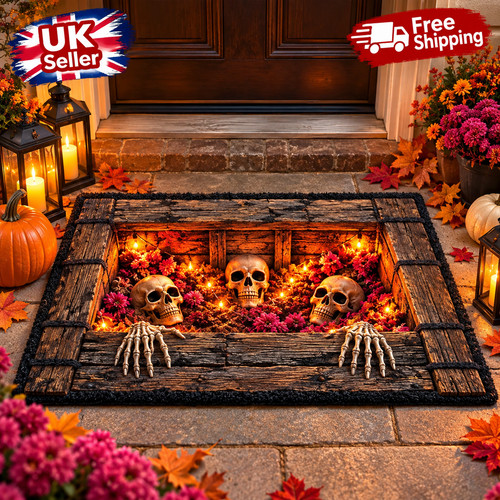 Halloween skeleton door mat - halloween,