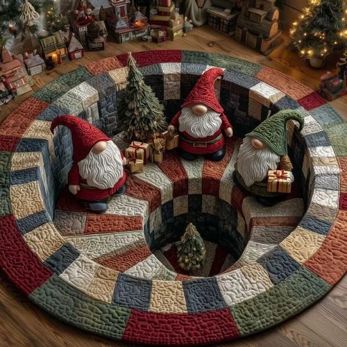 Christmas round rug - rug, santa