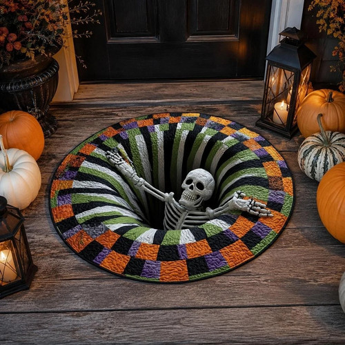 Halloween decor door mat round - decor,