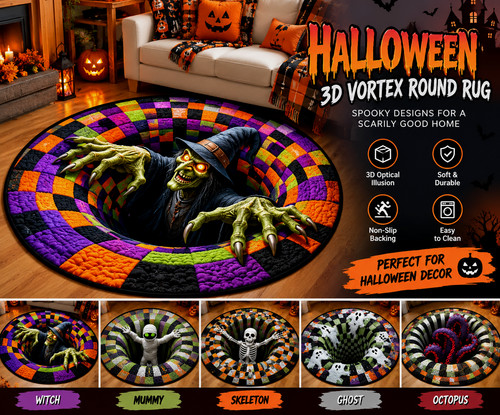 Halloween vortex round rug - halloween,