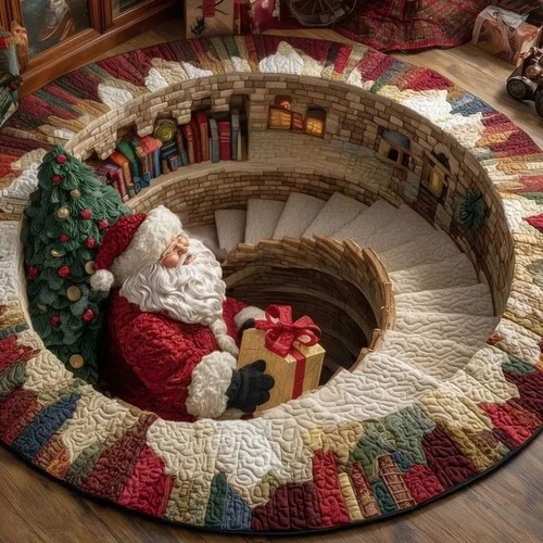 Christmas round rug santa - 3d,