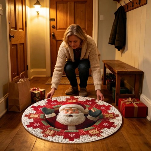 Christmas santa round rug - christmas, 3d