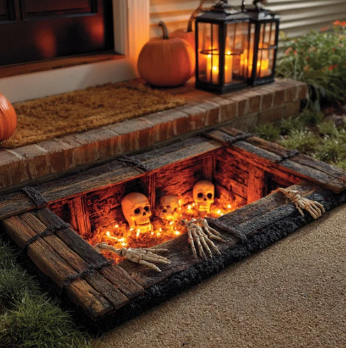 Skeleton pit halloween rug - 3d,